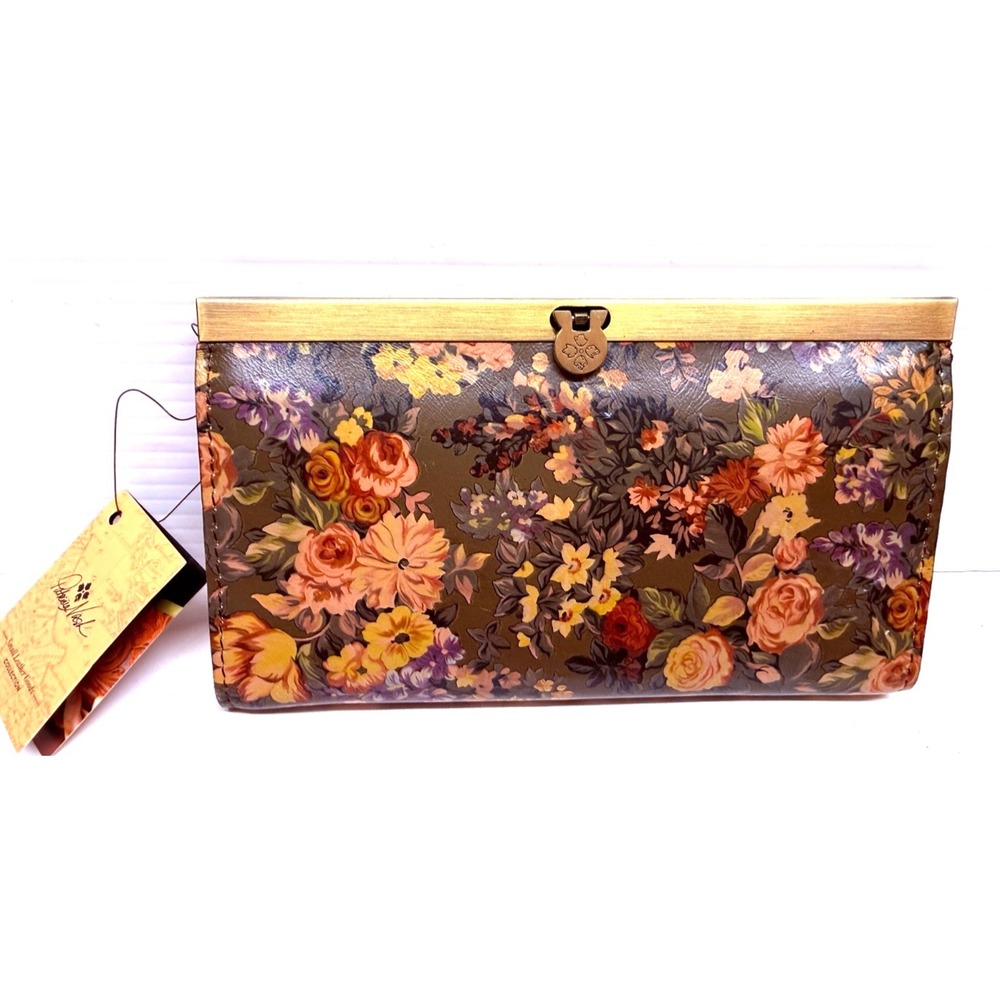 Patricia Nash Cauchy English Country Floral Wallet Olive Green Rose MSRP$119